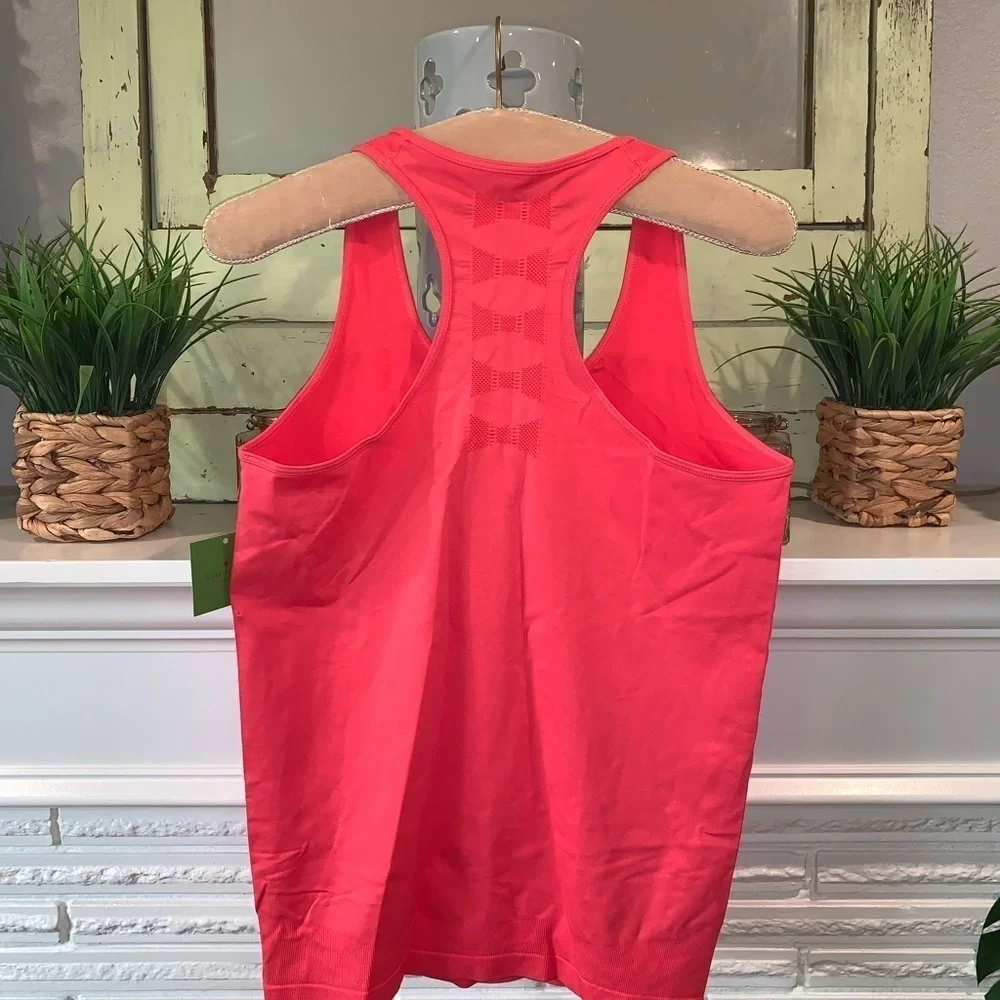 Kate Spade Hot Pink Racerback Bow Accent Stretch Scoop Neck Active Tank M NEW